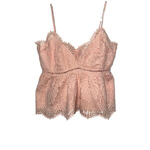 Willow Root Pink Lace Babydoll Camisole Top‎ XS Adjustable Straps